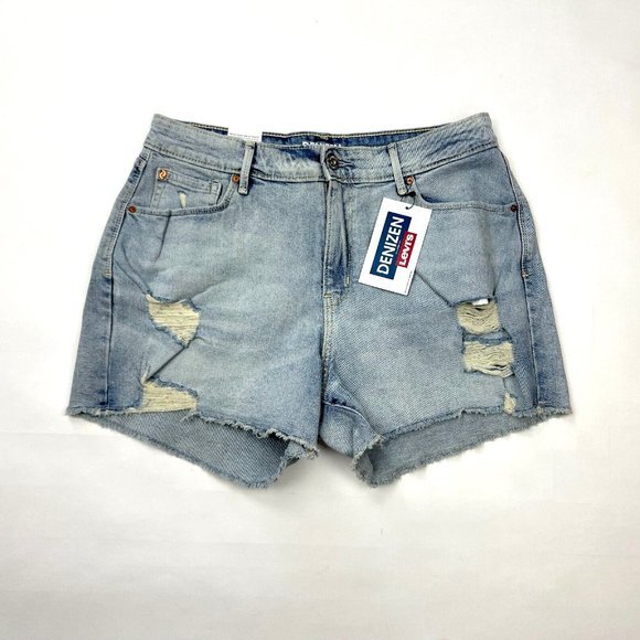Levi's Denizen High Rise Denim Shorts Stretch Cotton Pockets Blue Women 12 NWT - Picture 2 of 11